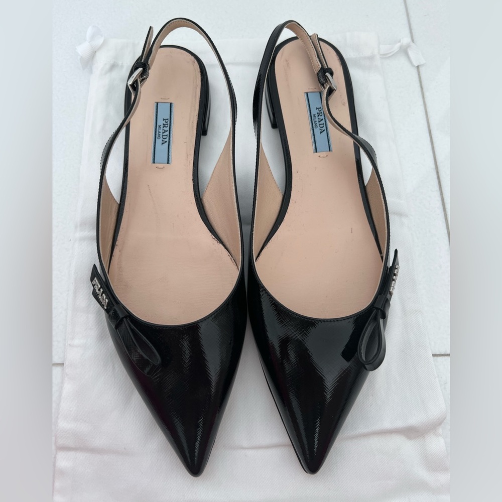 Prada SLINGBACK Flats in Black leather